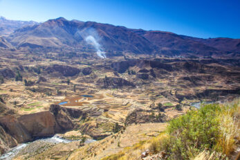 Tarasy uprawne na osuwiskach w dolinie rzeki Colca